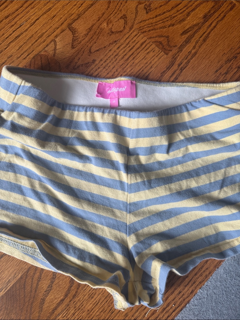 Edikted yellow & light blue Striped Women's Shorts